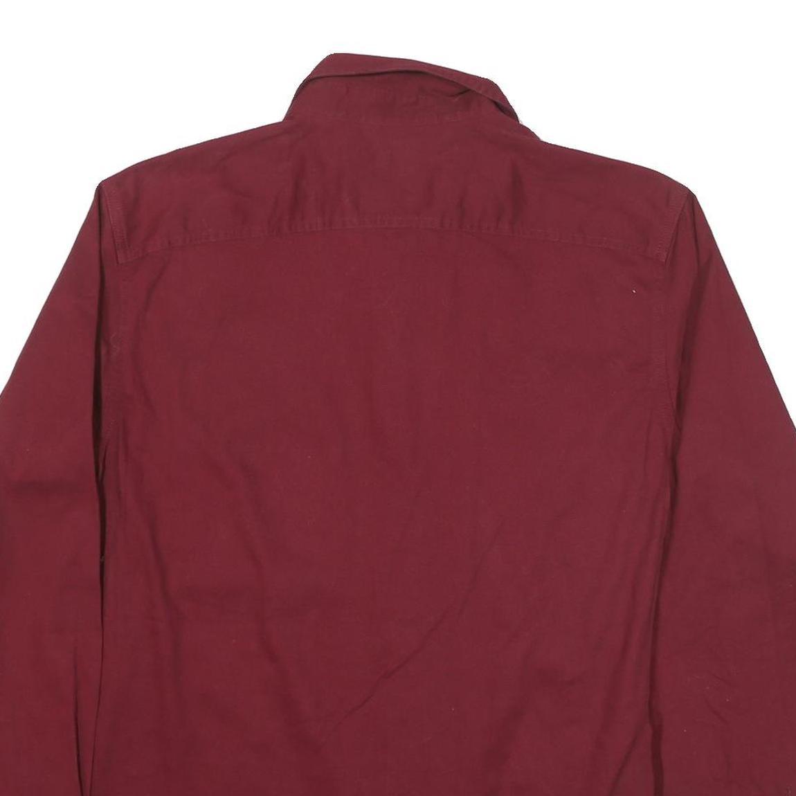 WRANGLER Mens Maroon Cotton Blend Shirt L Long Sleeve Button Front Western