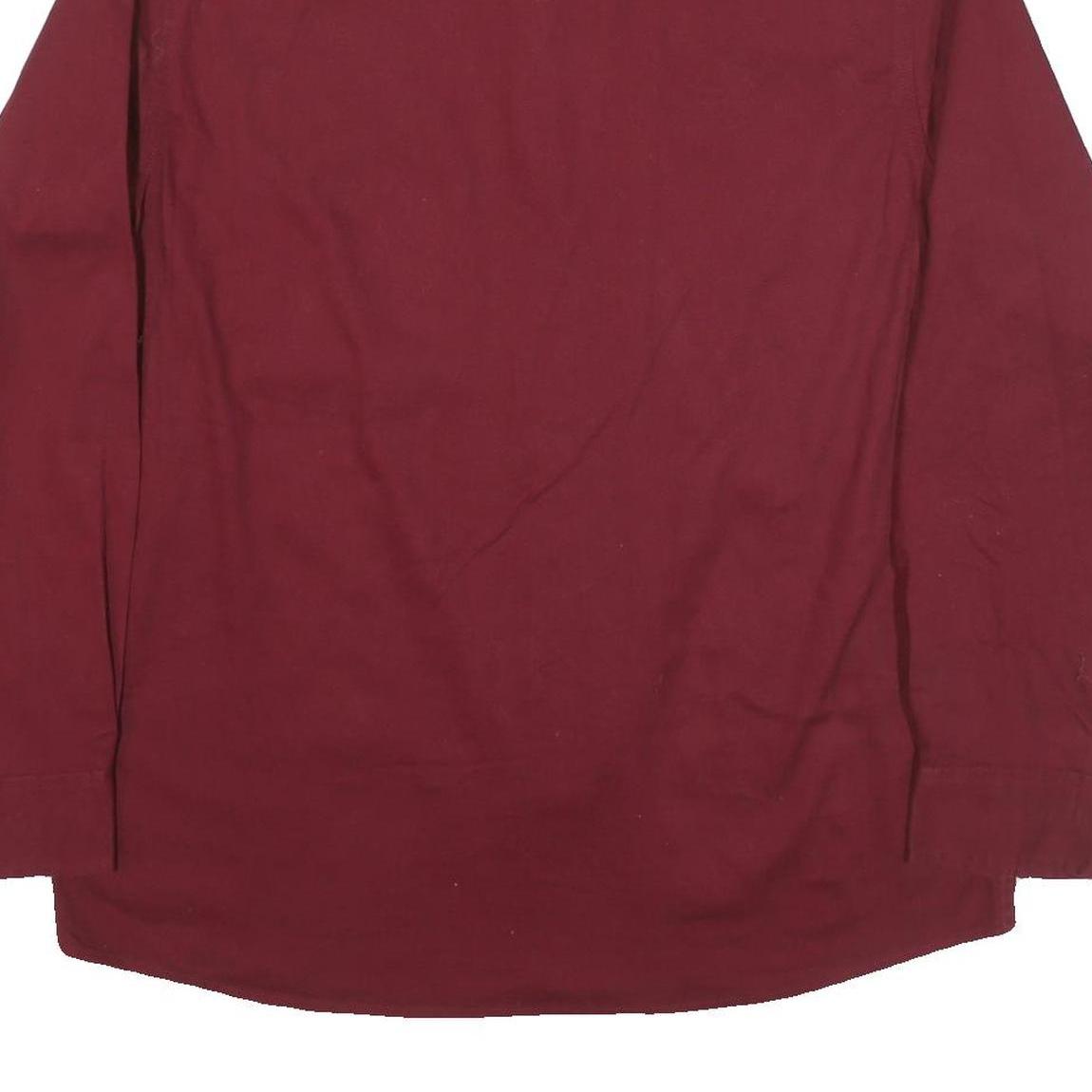 WRANGLER Mens Maroon Cotton Blend Shirt L Long Sleeve Button Front Western