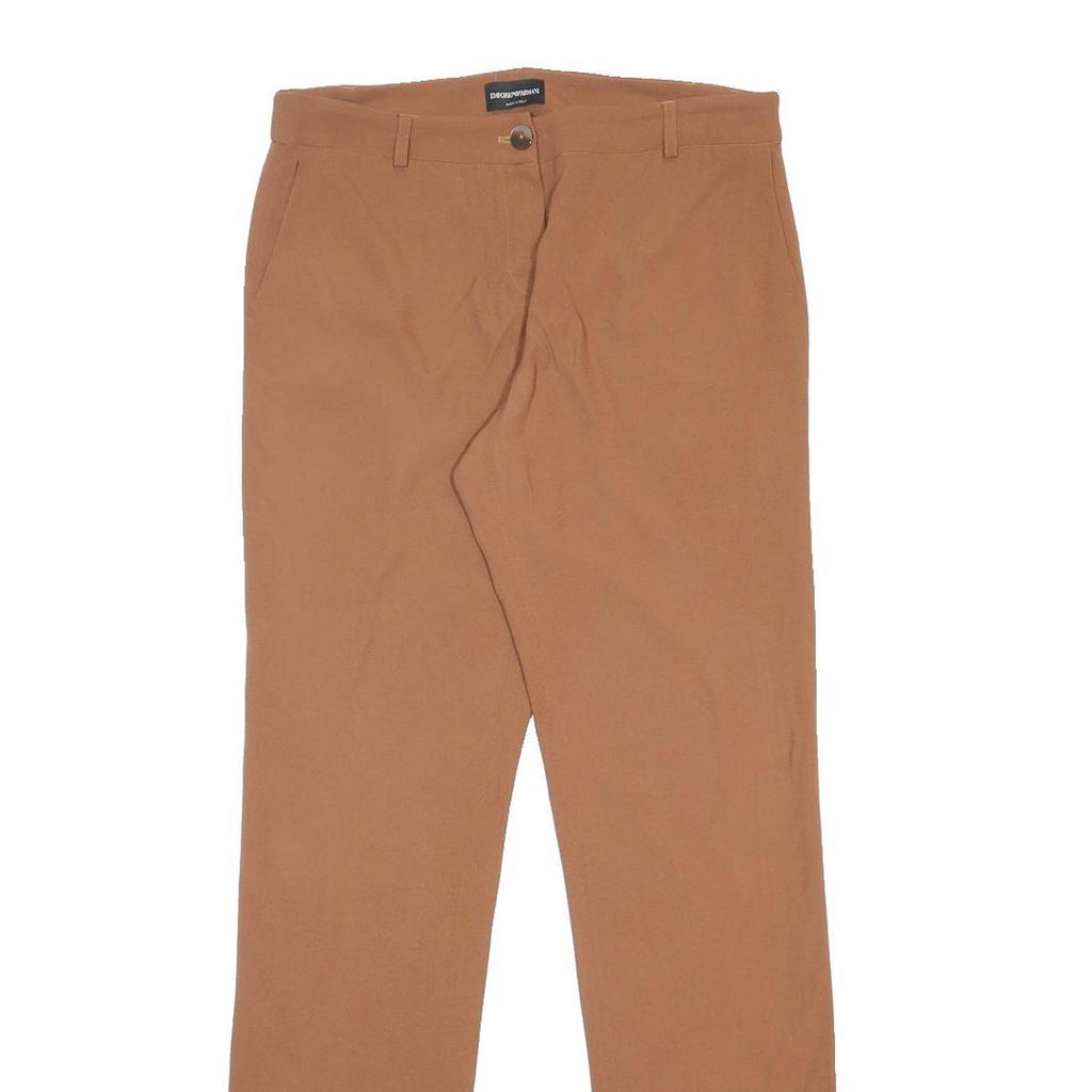 EMPORIO ARMANI Womens Acetate Brown Slim Trousers W32 L34 Classic Zip Stylish