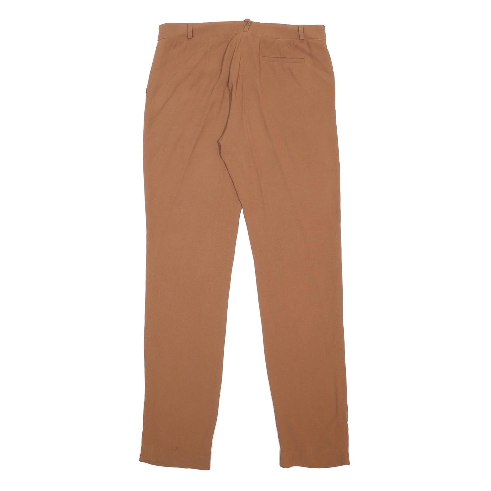 EMPORIO ARMANI Womens Acetate Brown Slim Trousers W32 L34 Classic Zip Stylish