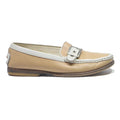 TODS Womens Beige & White Leather Loafers UK 3 Buckle Casual Slip On Shoes