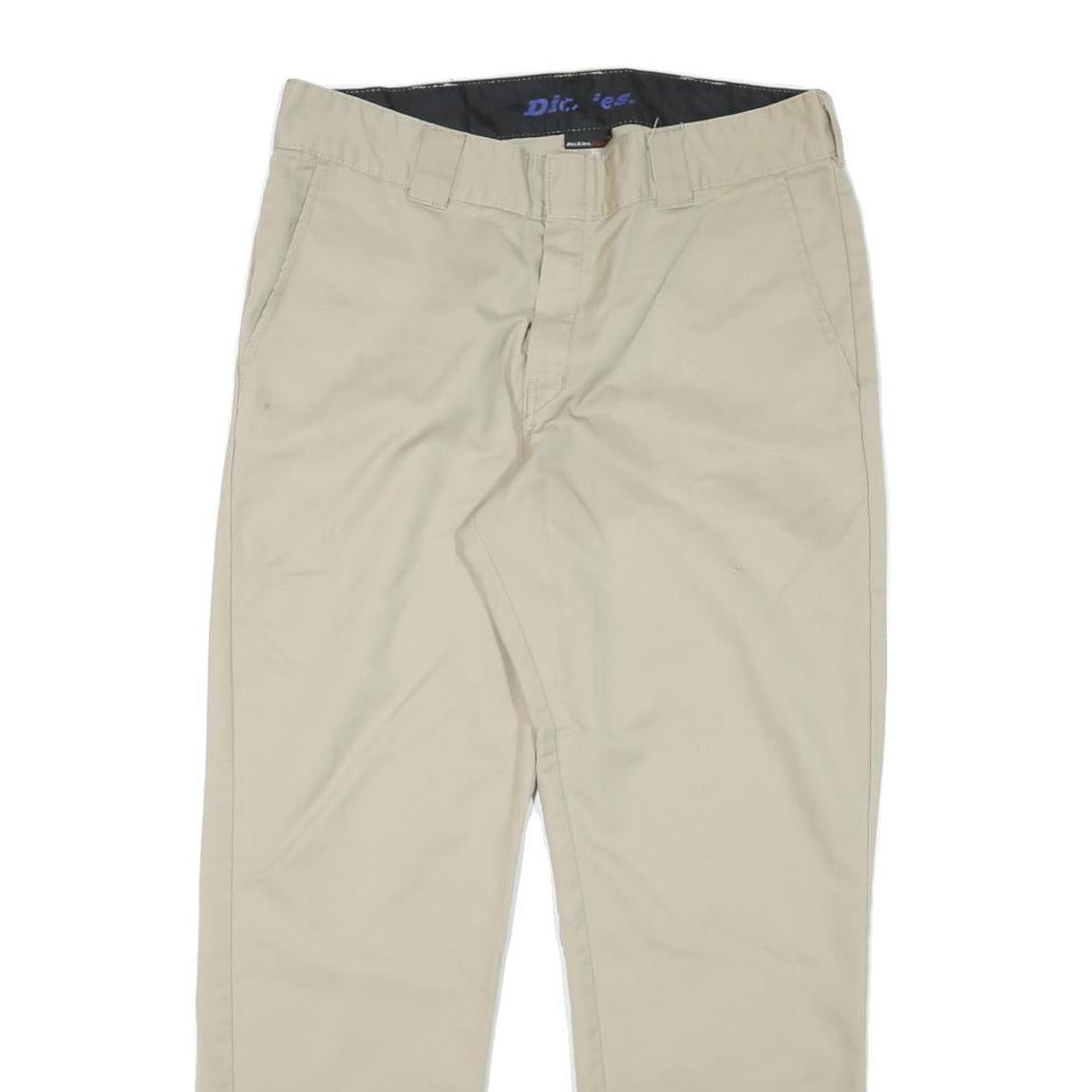 DICKIES Mens Cotton Blend Beige Regular Fit Straight Leg Trousers W34 L29