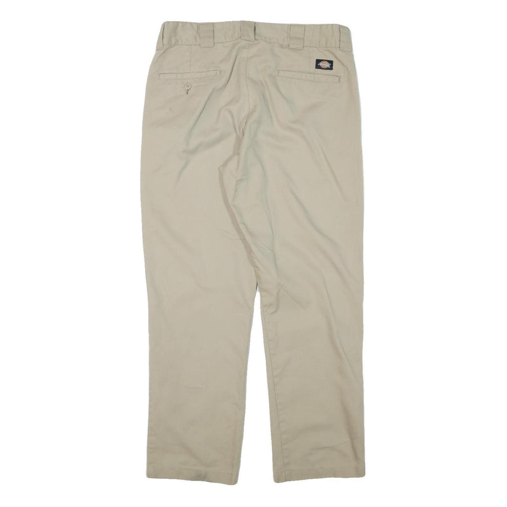 DICKIES Mens Cotton Blend Beige Regular Fit Straight Leg Trousers W34 L29