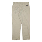 DICKIES Mens Cotton Blend Beige Regular Fit Straight Leg Trousers W34 L29