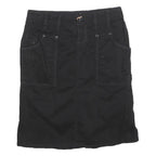 GRANE Womens Black Cotton Blend Mini Skirt Straight Pockets Zip Fastening M