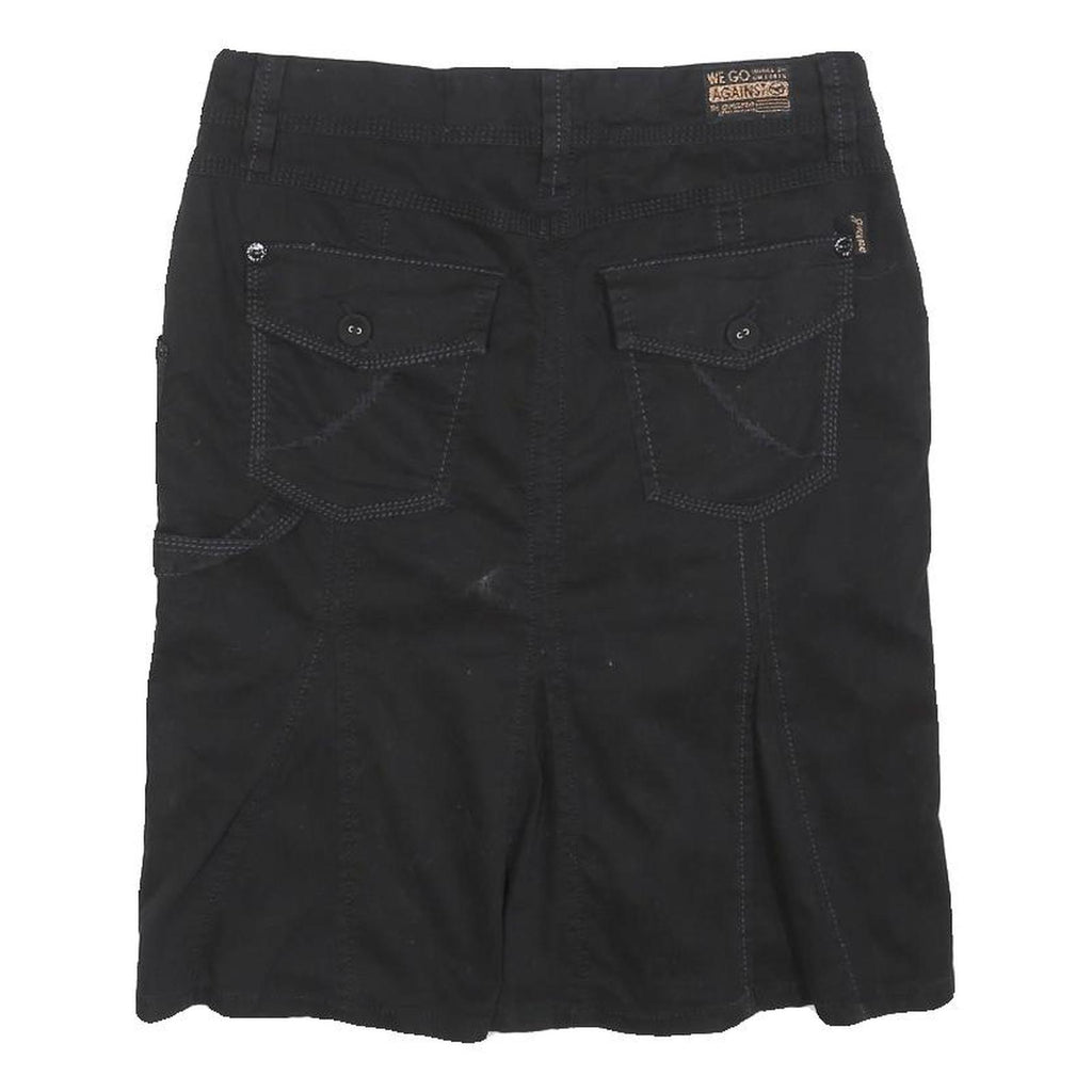 GRANE Womens Black Cotton Blend Mini Skirt Straight Pockets Zip Fastening M
