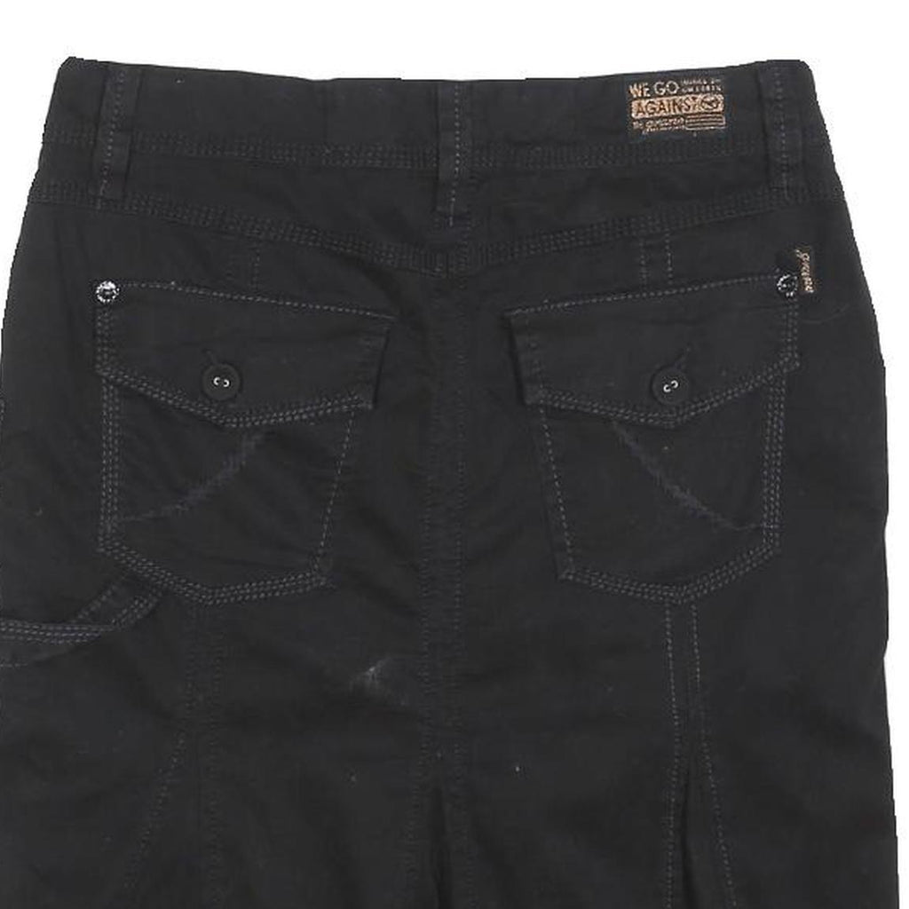 GRANE Womens Black Cotton Blend Mini Skirt Straight Pockets Zip Fastening M