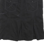 GRANE Womens Black Cotton Blend Mini Skirt Straight Pockets Zip Fastening M