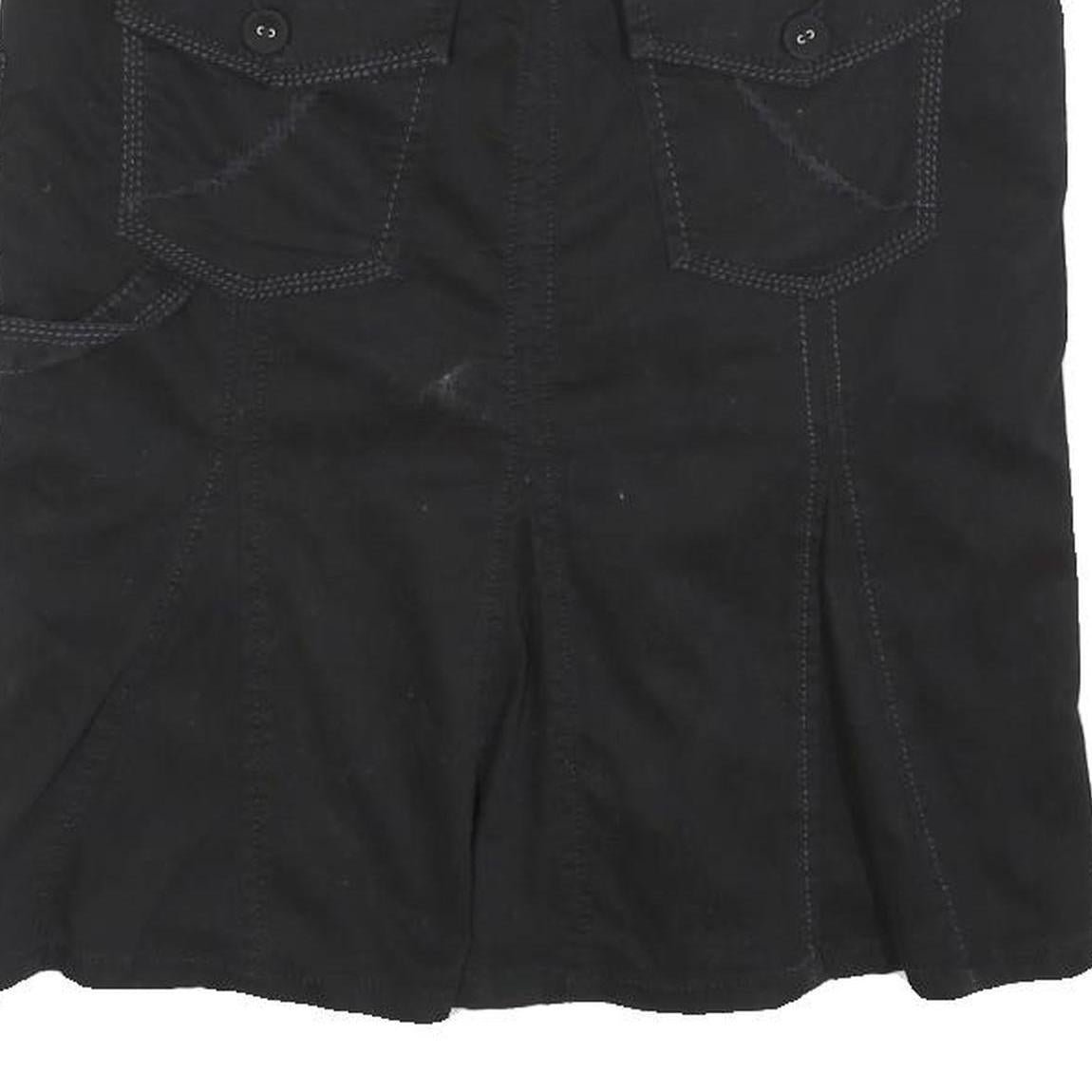 GRANE Womens Black Cotton Blend Mini Skirt Straight Pockets Zip Fastening M