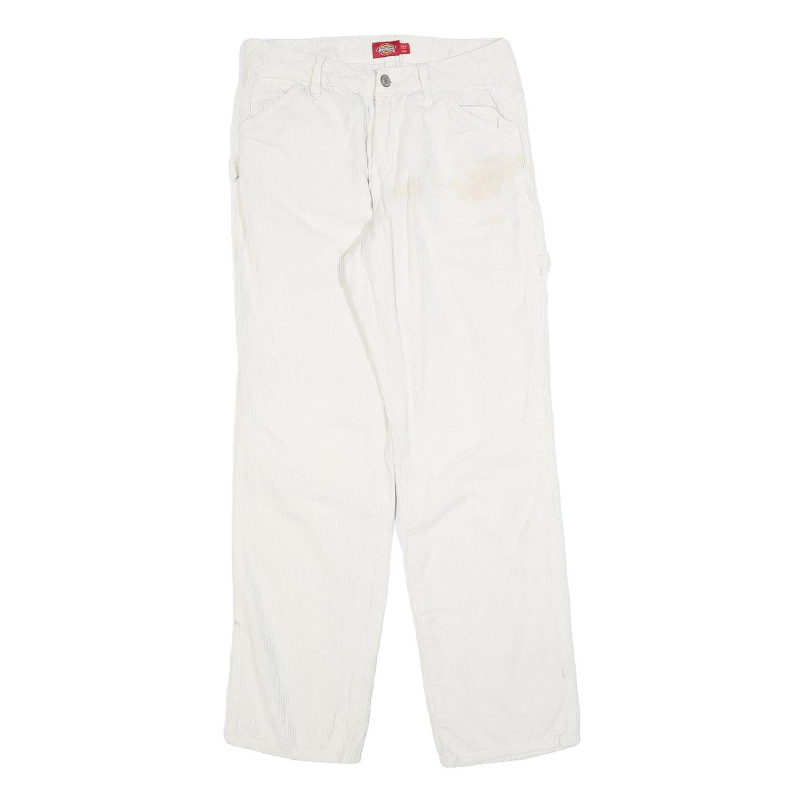 DICKIES Womens Relaxed White Cotton Blend Straight Trousers W28 L30 Workwear Zip