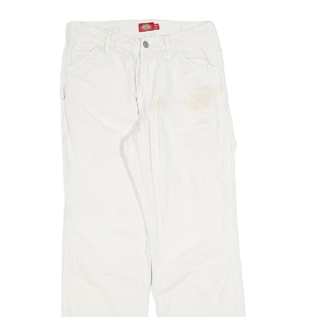 DICKIES Womens Relaxed White Cotton Blend Straight Trousers W28 L30 Workwear Zip