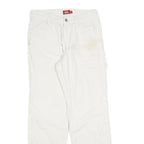 DICKIES Womens Relaxed White Cotton Blend Straight Trousers W28 L30 Workwear Zip