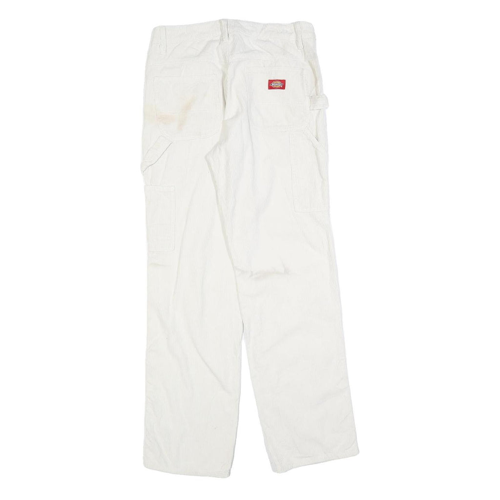 DICKIES Womens Relaxed White Cotton Blend Straight Trousers W28 L30 Workwear Zip