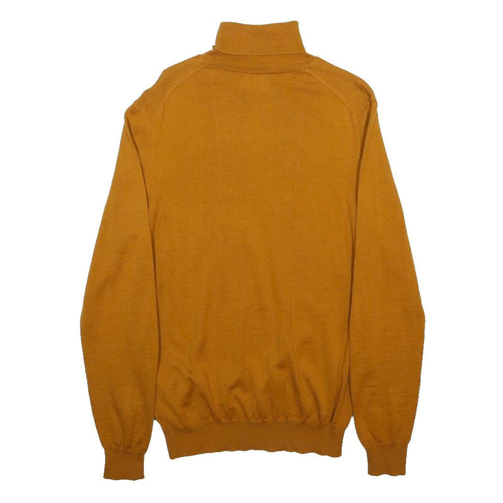 MOSS Mens Mustard Plain Roll Neck Basic Knit Jumper M Wool Blend Soft