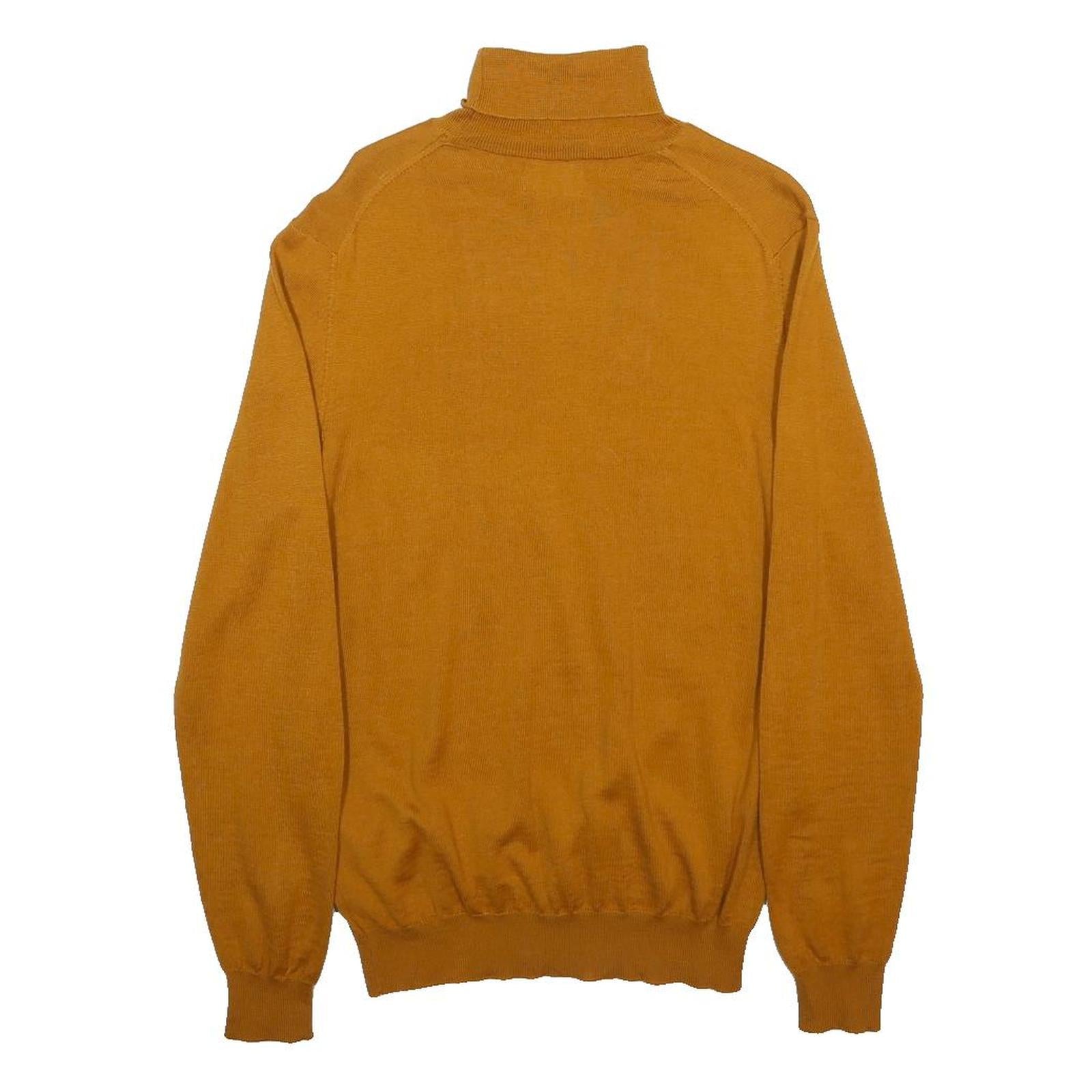 MOSS Mens Mustard Plain Roll Neck Basic Knit Jumper M Wool Blend Soft