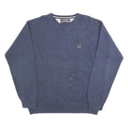 TOMMY HILFIGER Mens Blue Plain Jumper Crew Neck Basic Knit Pullover XL Cotton