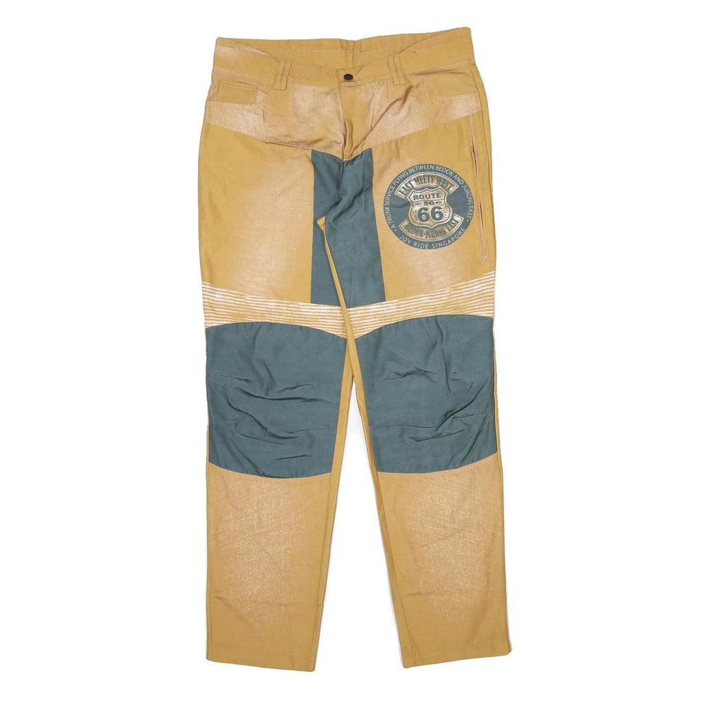 Mens Cotton Blend Regular Fit Straight Leg Trousers W36 L33 Route 66 Patchwork