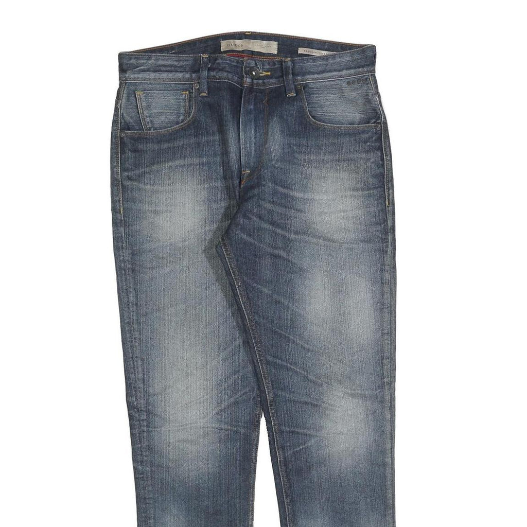GUESS Mens Regular Fit Blue Denim Jeans W31 L31 Classic Zip Cotton Blend