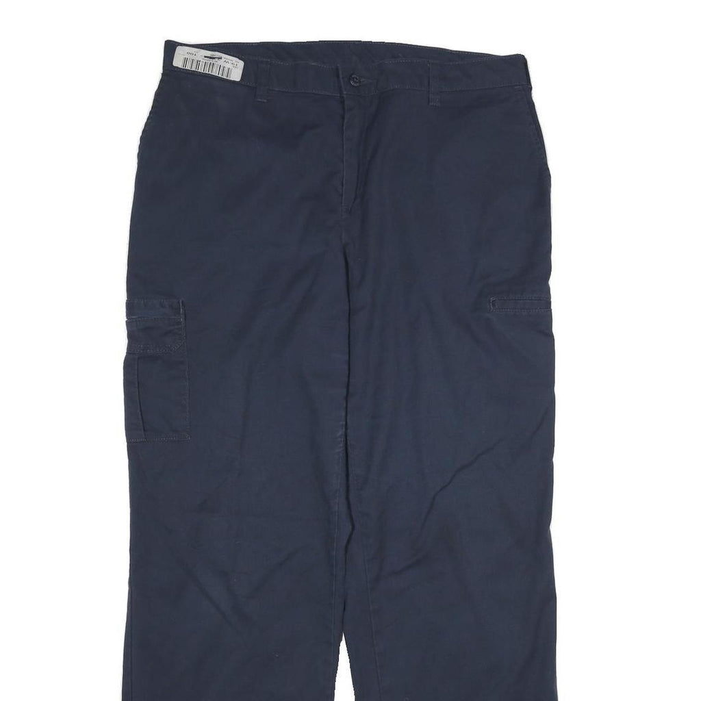 DICKIES Mens Cotton Navy Regular Straight Trousers W34 L31 Workwear Zip