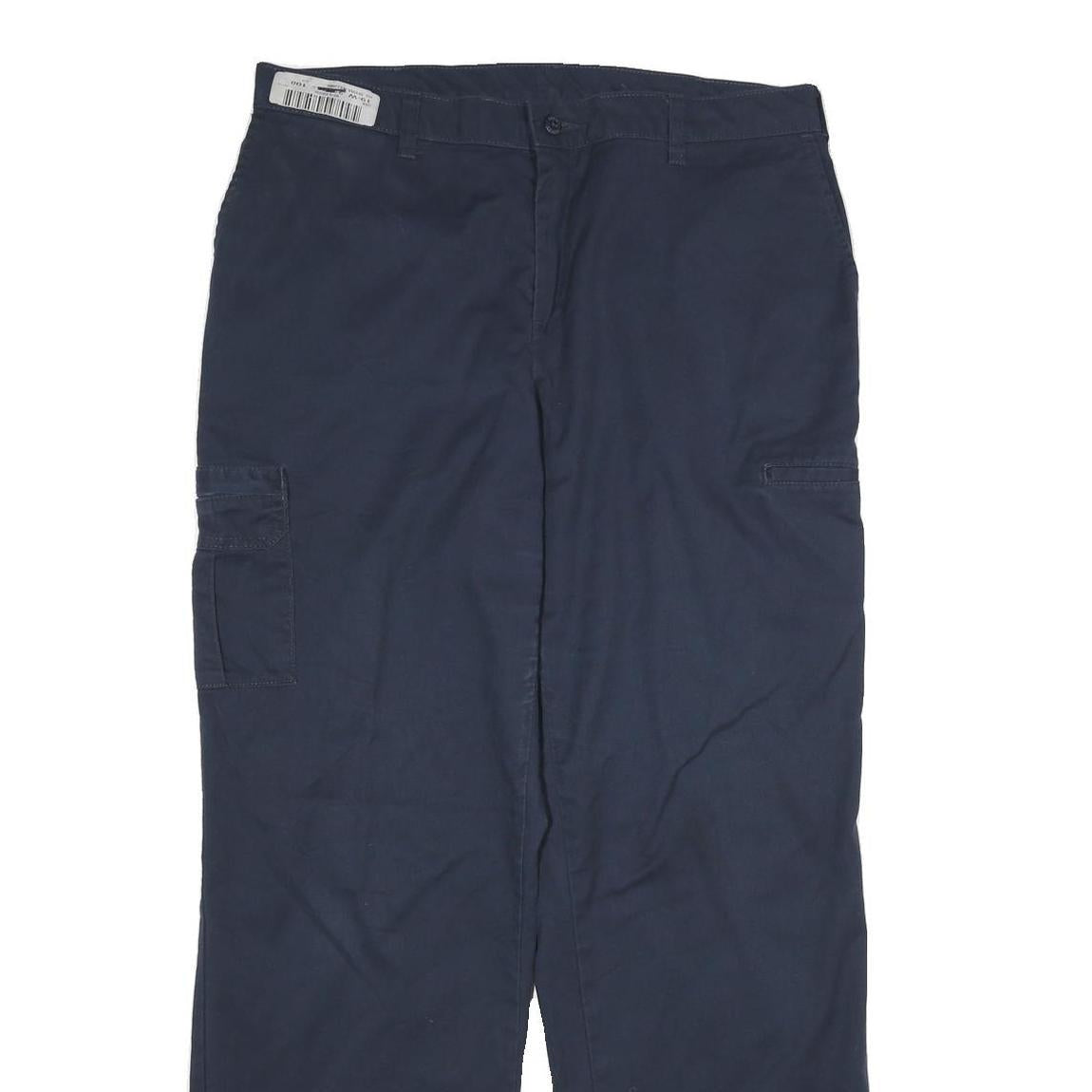 DICKIES Mens Cotton Navy Regular Straight Trousers W34 L31 Workwear Zip