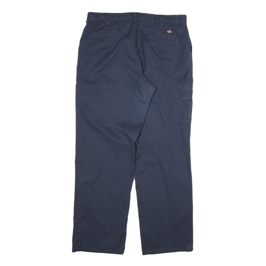 DICKIES Mens Cotton Navy Regular Straight Trousers W34 L31 Workwear Zip