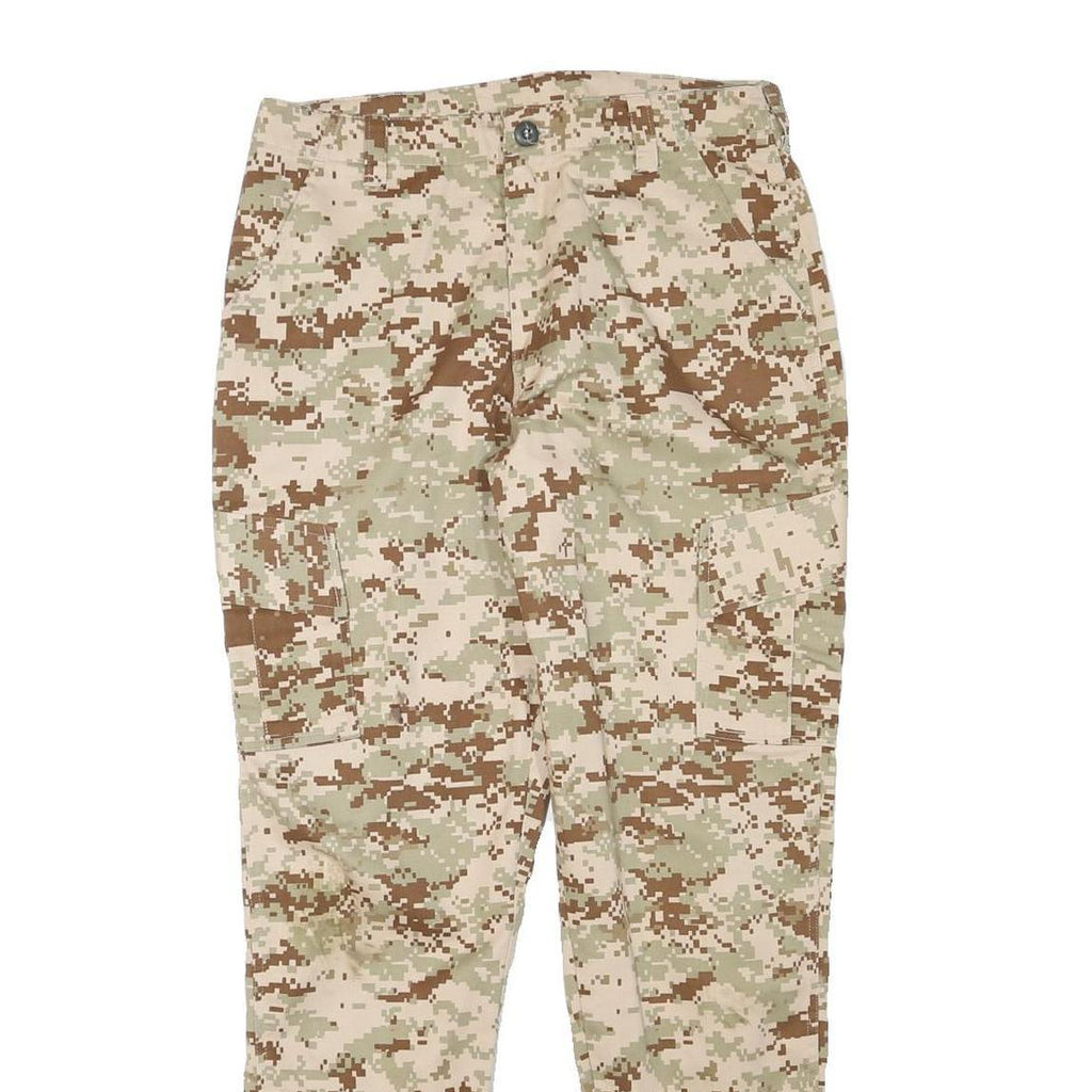 Womens Cotton Blend Beige Digital Camouflage Relaxed Cargo Trousers W30 L30