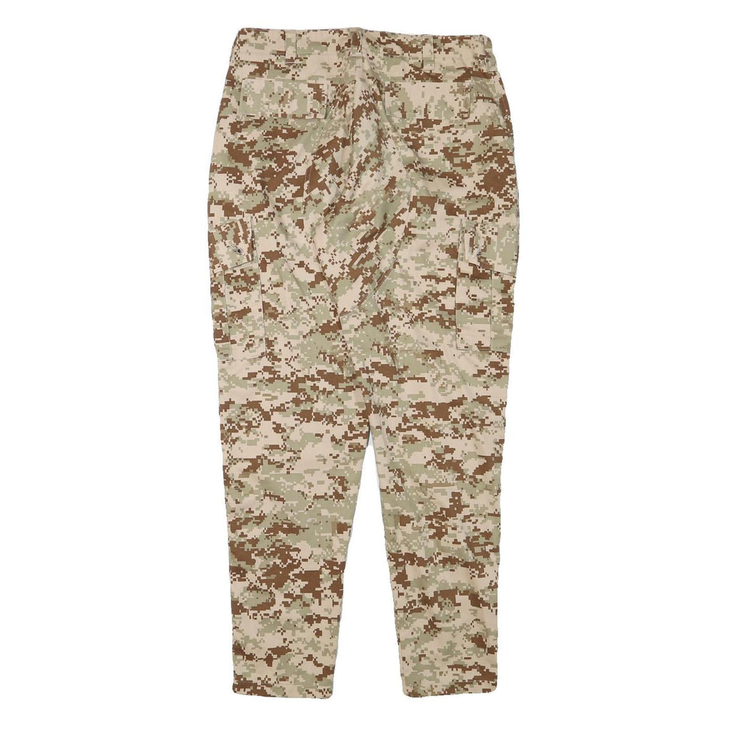 Womens Cotton Blend Beige Digital Camouflage Relaxed Cargo Trousers W30 L30
