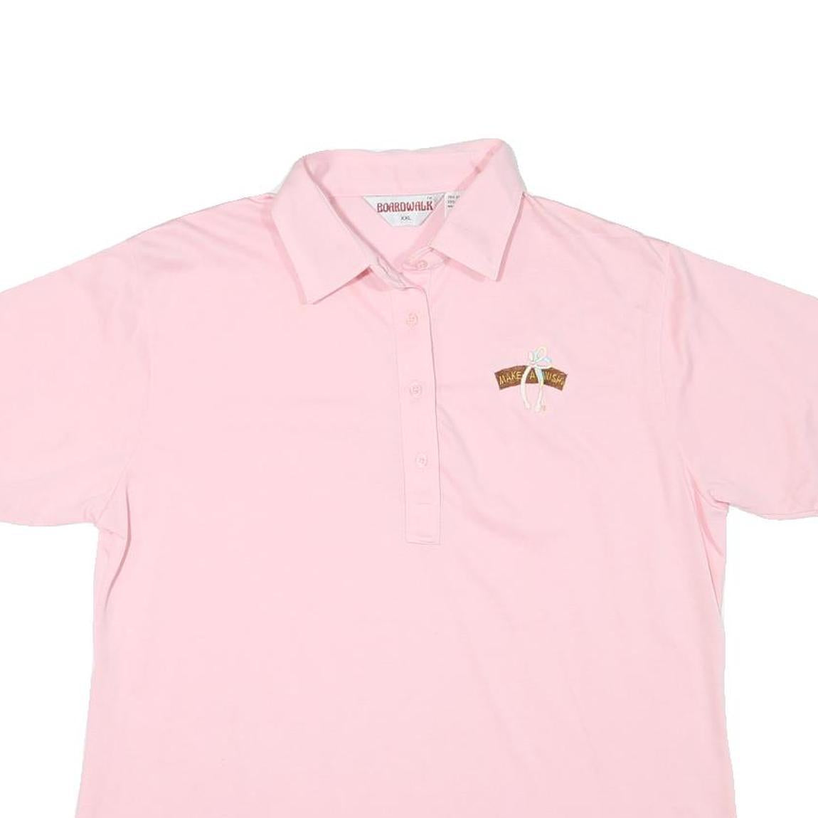 BOARDWALK Womens Pink Short Sleeve Plain 2XL Cotton Blend Polo Shirt Make A Wish