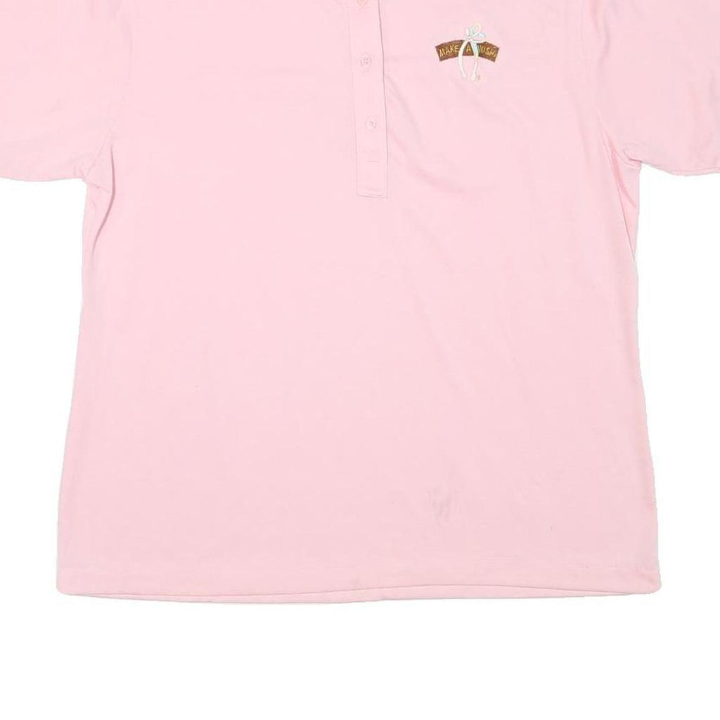 BOARDWALK Womens Pink Short Sleeve Plain 2XL Cotton Blend Polo Shirt Make A Wish