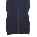 WHISTLES Womens Navy Blue Day Dress Silk Blend Plain Long Sleeve Knee Length UK