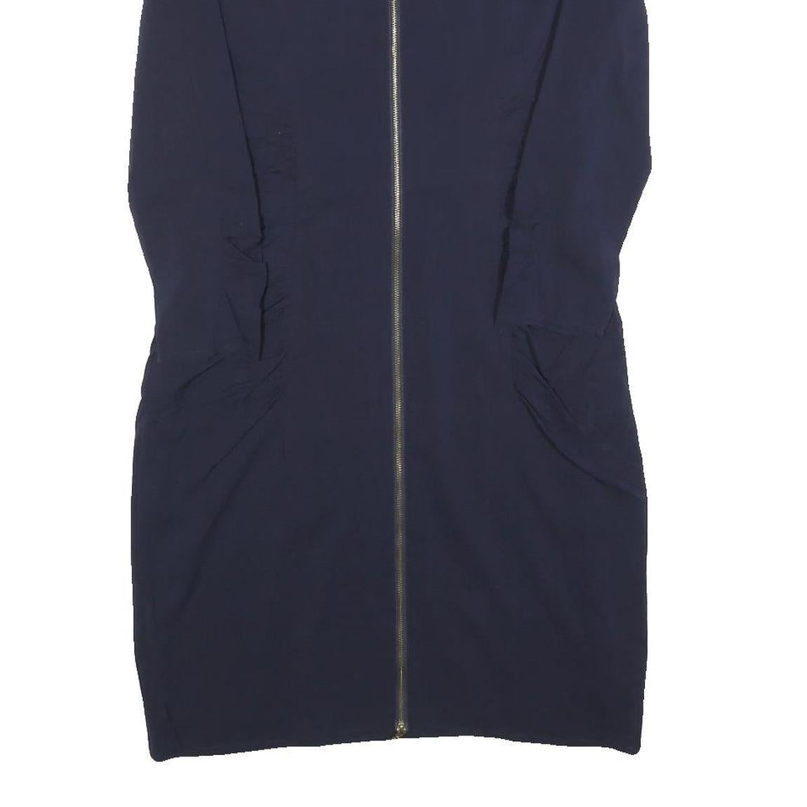 WHISTLES Womens Navy Blue Day Dress Silk Blend Plain Long Sleeve Knee Length UK