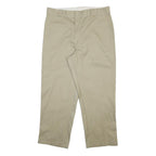 DICKIES Mens Cotton Blend Beige Regular Fit Straight Leg Trousers W36 L29