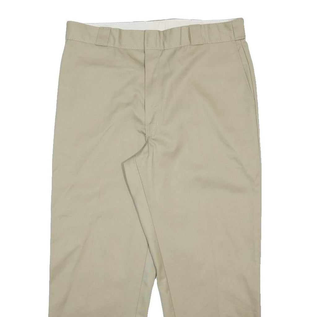 DICKIES Mens Cotton Blend Beige Regular Fit Straight Leg Trousers W36 L29