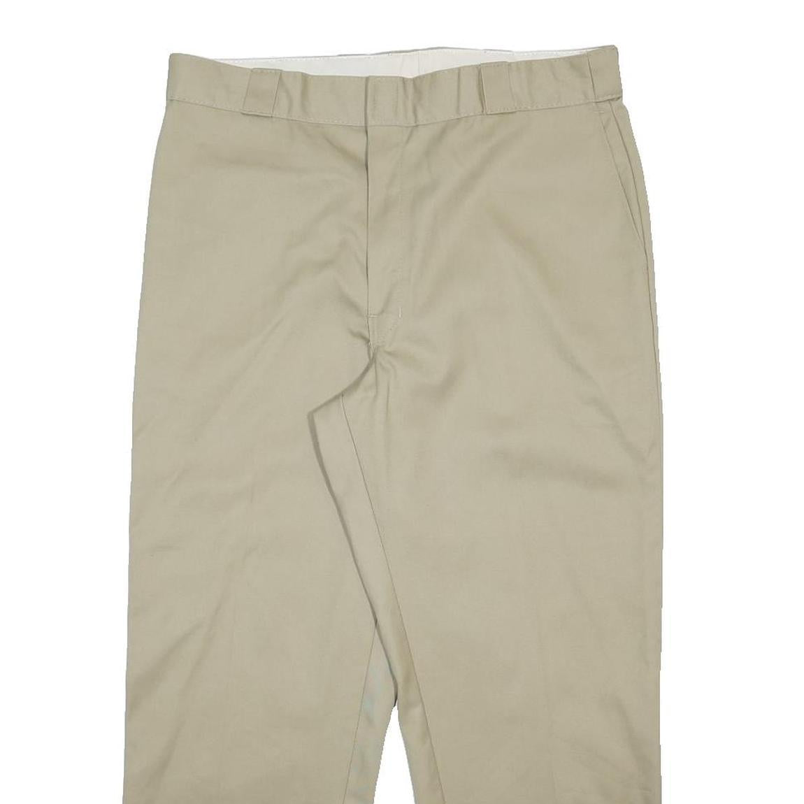 DICKIES Mens Cotton Blend Beige Regular Fit Straight Leg Trousers W36 L29
