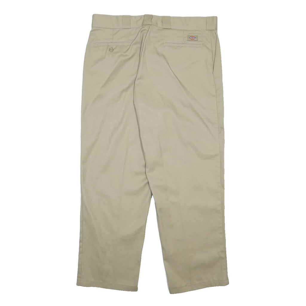 DICKIES Mens Cotton Blend Beige Regular Fit Straight Leg Trousers W36 L29