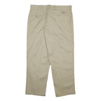 DICKIES Mens Cotton Blend Beige Regular Fit Straight Leg Trousers W36 L29