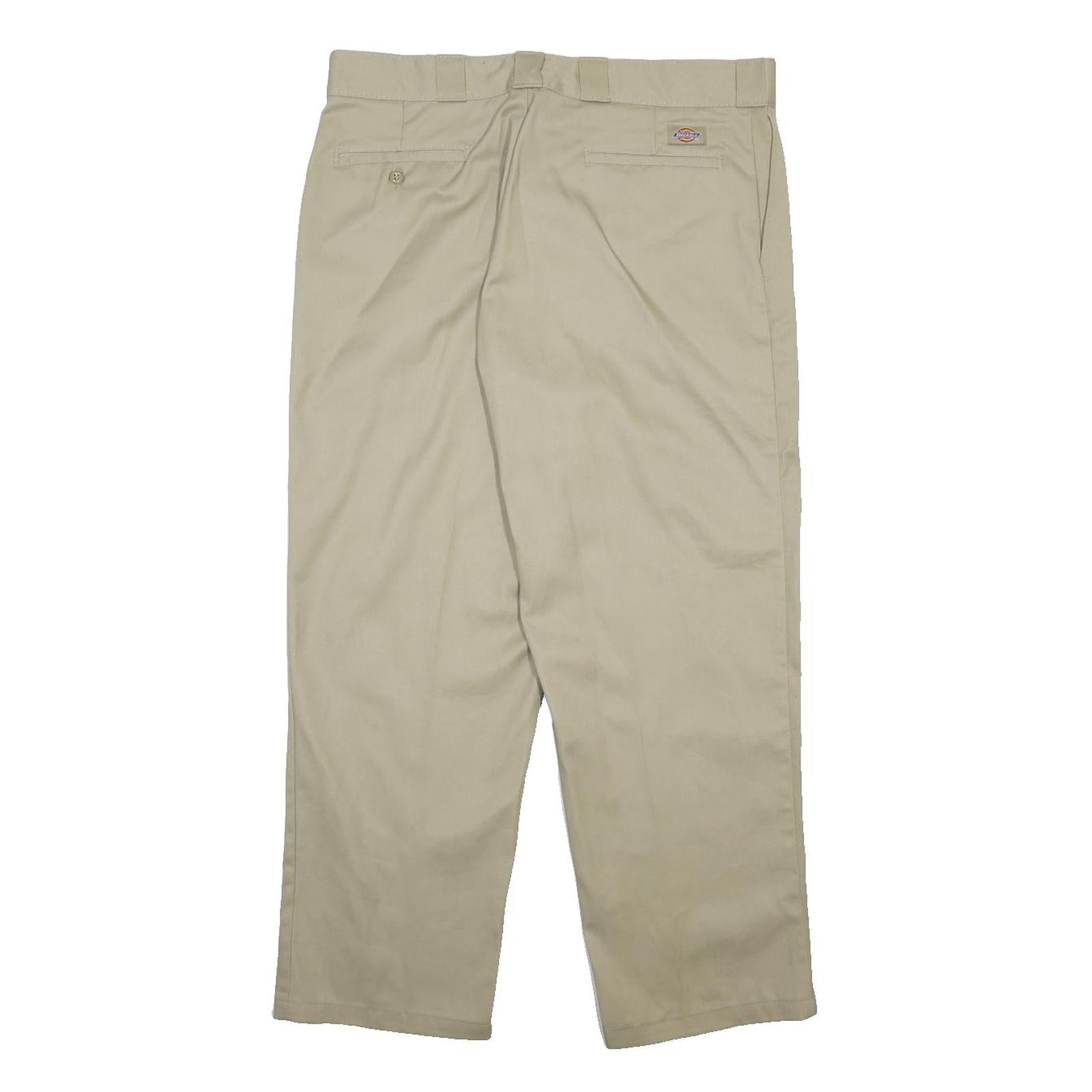 DICKIES Mens Cotton Blend Beige Regular Fit Straight Leg Trousers W36 L29