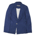 ZARA Womens Blue Single Button Cotton Blend Jacket S Plain Casual Tailored