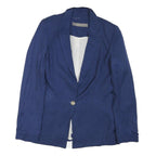 ZARA Womens Blue Single Button Cotton Blend Jacket S Plain Casual Tailored