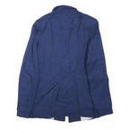 ZARA Womens Blue Single Button Cotton Blend Jacket S Plain Casual Tailored
