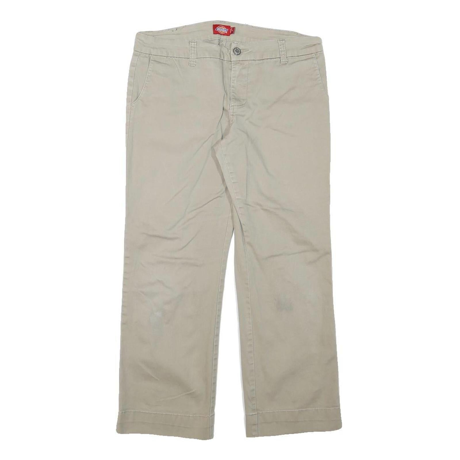 DICKIES Womens Regular Fit Beige Cotton Blend Trousers W30 L25 Casual Workwear
