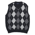 CLUB ROOM Mens Black & Grey Argyle V-Neck Patterned Chunky Knit XL Sweater Vest