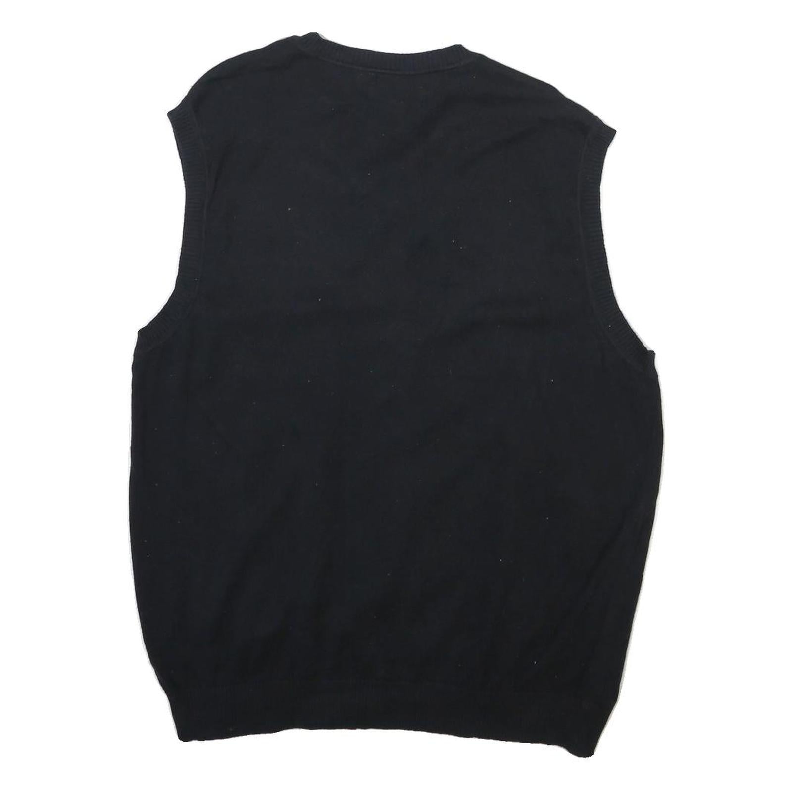 CLUB ROOM Mens Black & Grey Argyle V-Neck Patterned Chunky Knit XL Sweater Vest