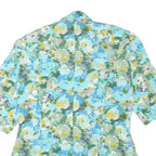 Womens Blue Cotton Blend Floral Pattern Button Jacket S Casual Lightweight