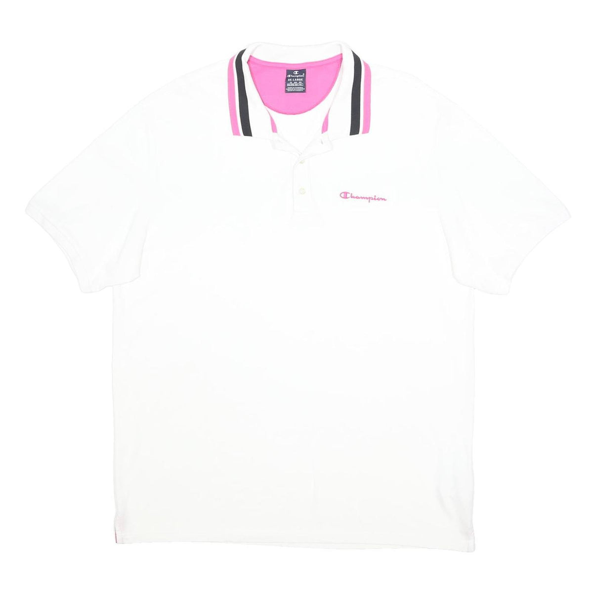CHAMPION Mens White & Pink Polo Shirt 3XL Cotton Blend Casual Sportswear