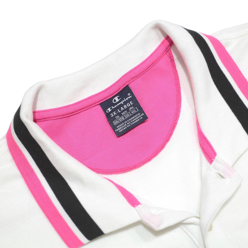CHAMPION Mens White & Pink Polo Shirt 3XL Cotton Blend Casual Sportswear