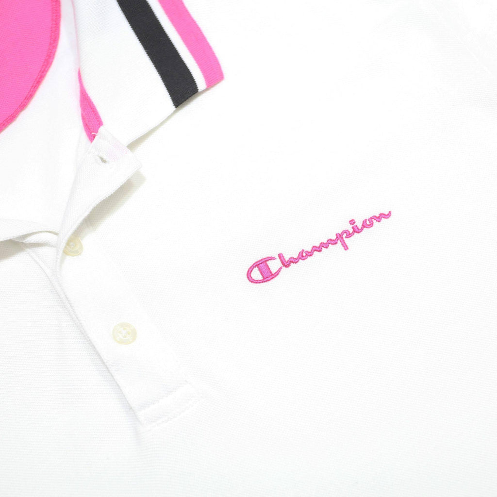CHAMPION Mens White & Pink Polo Shirt 3XL Cotton Blend Casual Sportswear