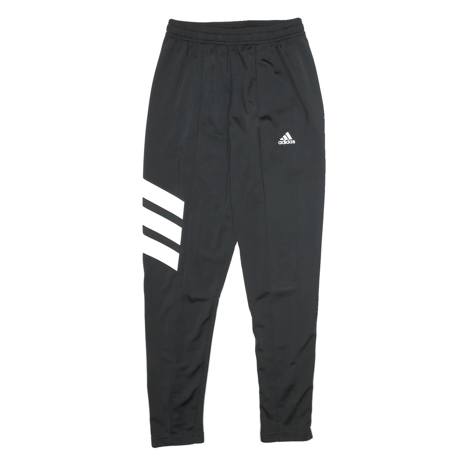 ADIDAS Mens Joggers Black White Slim Tapered S W26 L32 Sportswear Pants