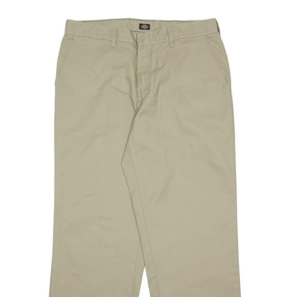 DICKIES Mens Cotton Blend Beige Regular Straight Trousers W34 L30 Classic