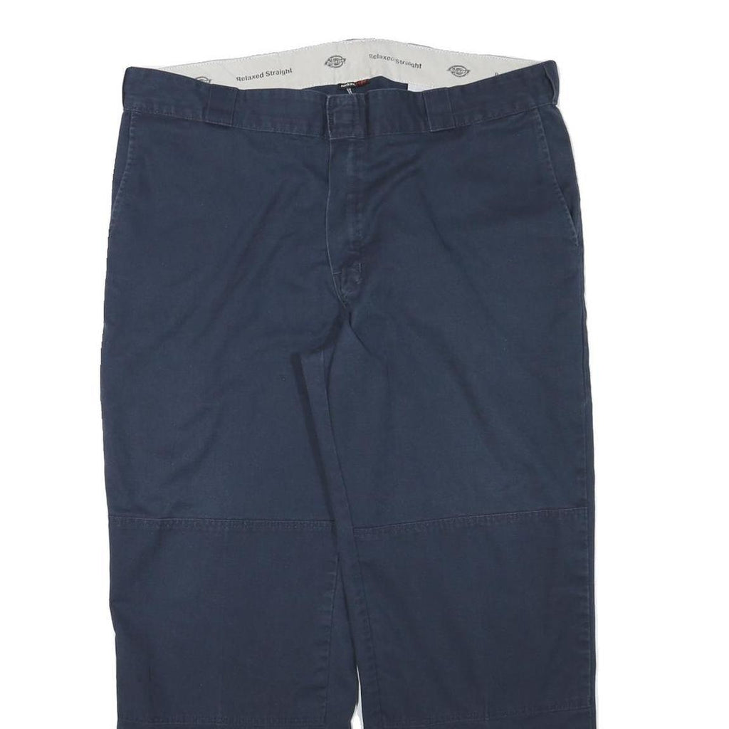DICKIES Mens Cotton Blend Navy Relaxed Straight Trousers W39 L28 Workwear Casual